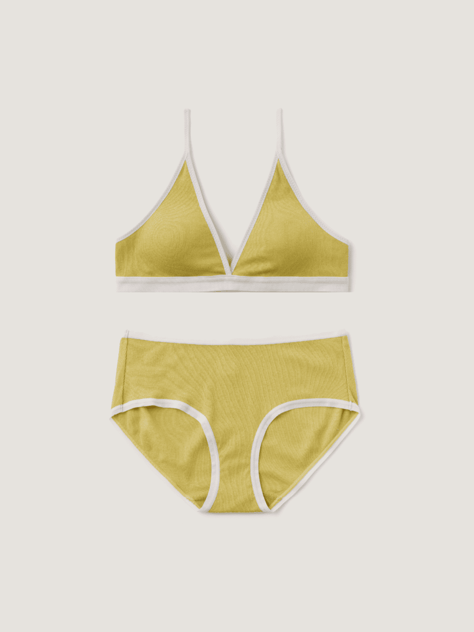 Triangle Ribbed Modal Bra & Panties (Agbae Color)