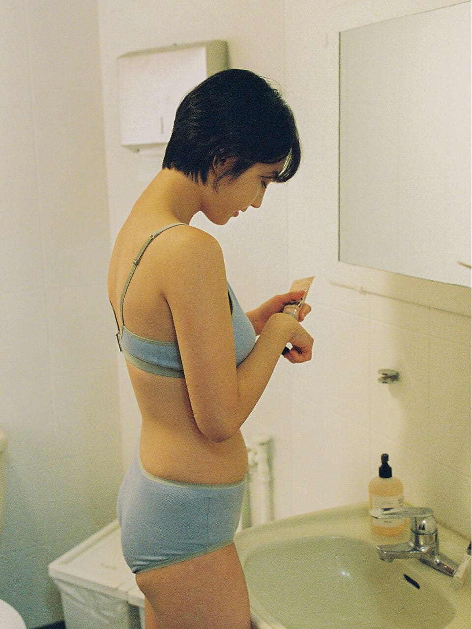 Triangle Ribbed Modal Bra & Panties (Blue Color)