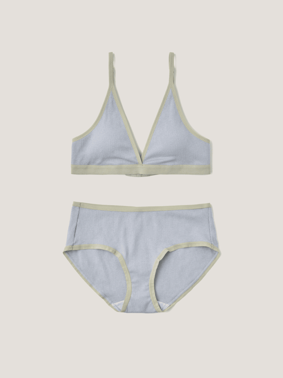 Triangle Ribbed Modal Bra & Panties (Blue Color)