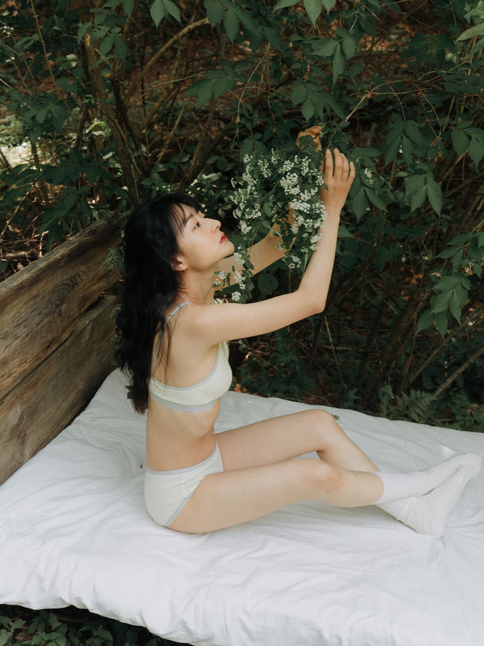 Triangle Ribbed Modal Bra & Panties (Lemon Color)