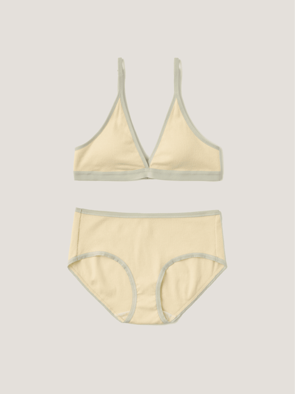 Triangle Ribbed Modal Bra & Panties (Lemon Color)