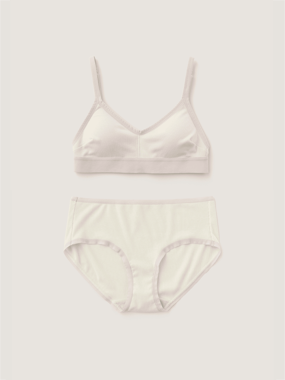 Full Ribbed Tencel Bra & Panties (Fog Color)