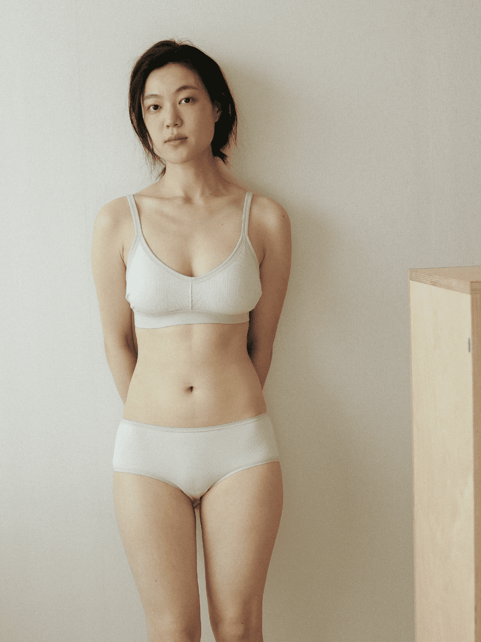 Full Ribbed Tencel Bra & Panties (Fog Color)