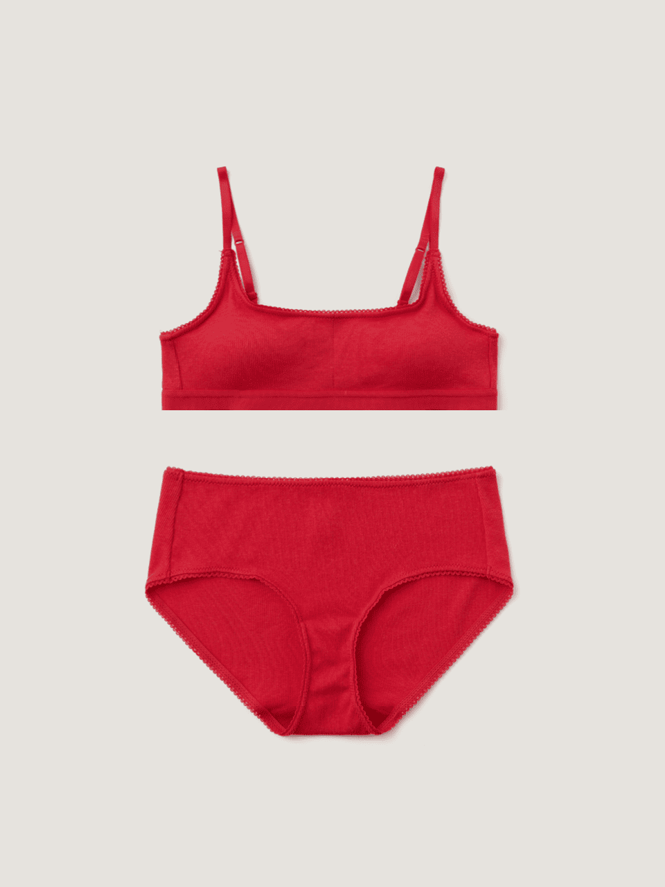 Square Ribbed Modal Bra & Panties (Bloom Color)