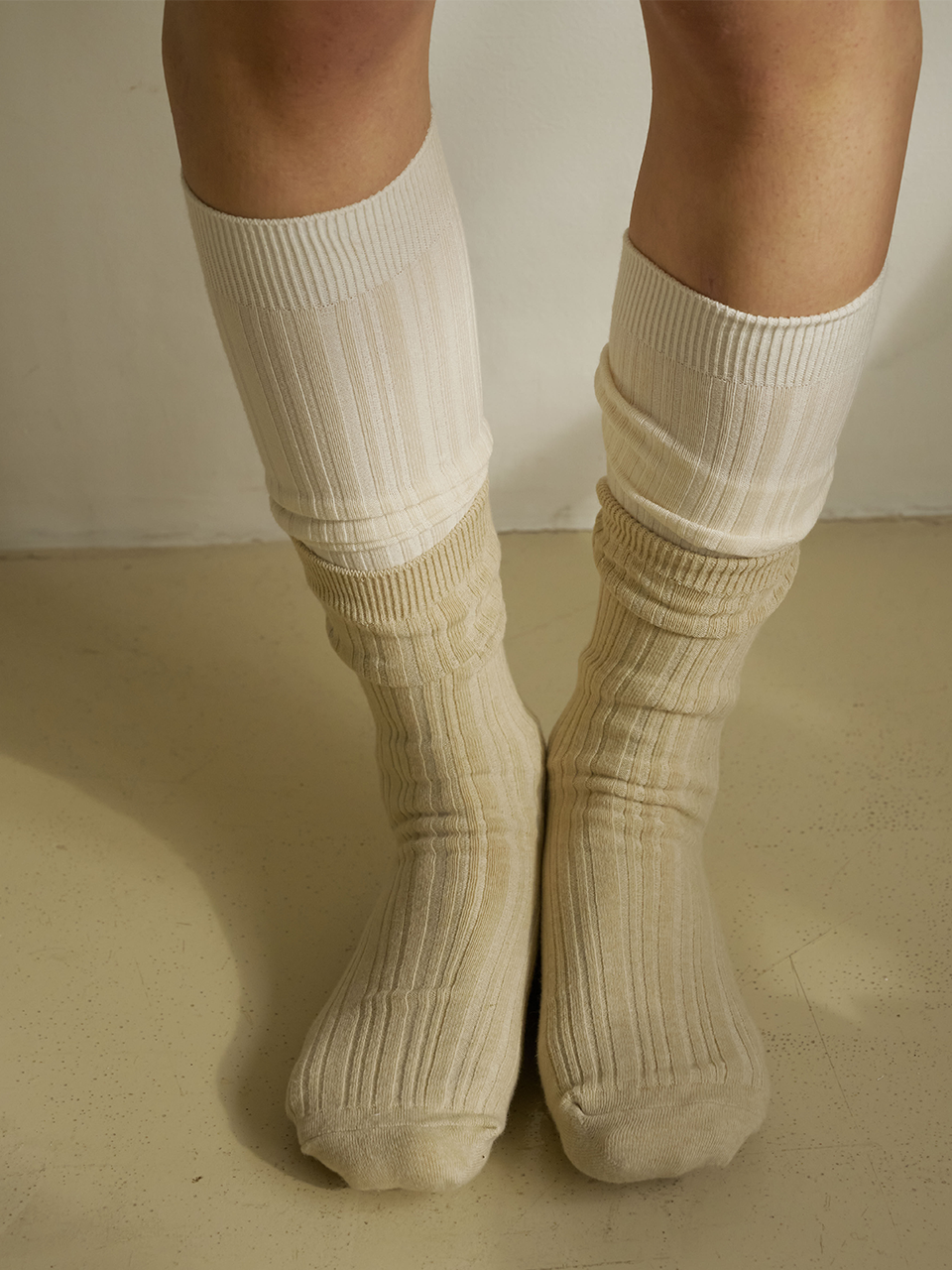Organic cotton knee socks in ivory