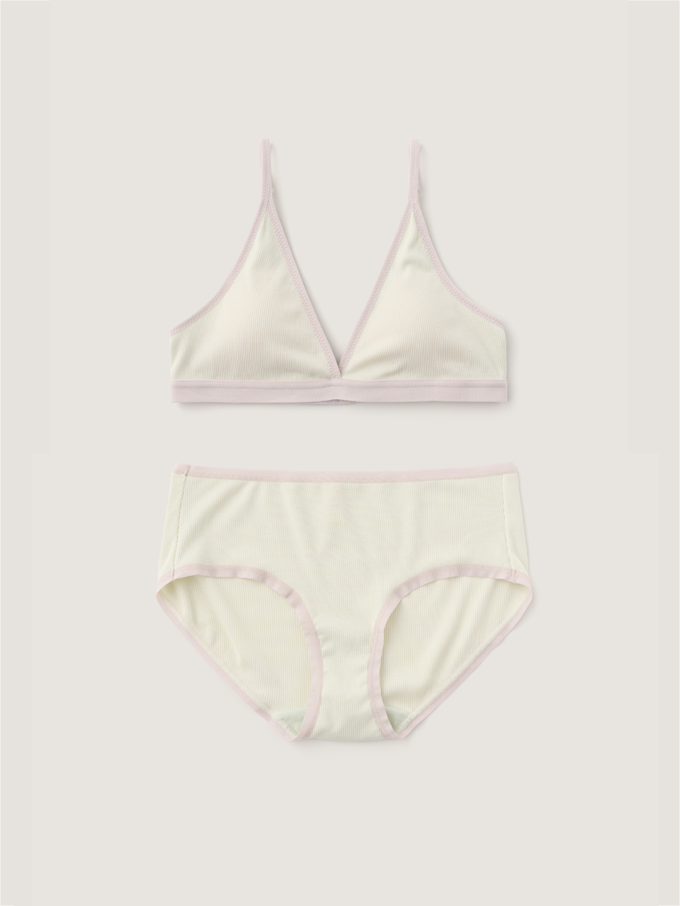 Triangle Ribbed Modal Bra&Panties (Fog Color)