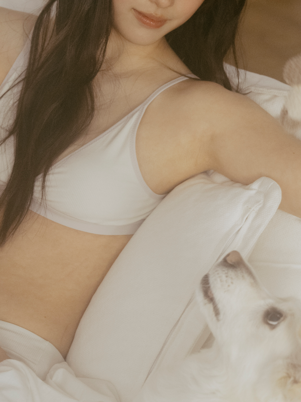 Triangle Ribbed Modal Bra&Panties (Fog Color)