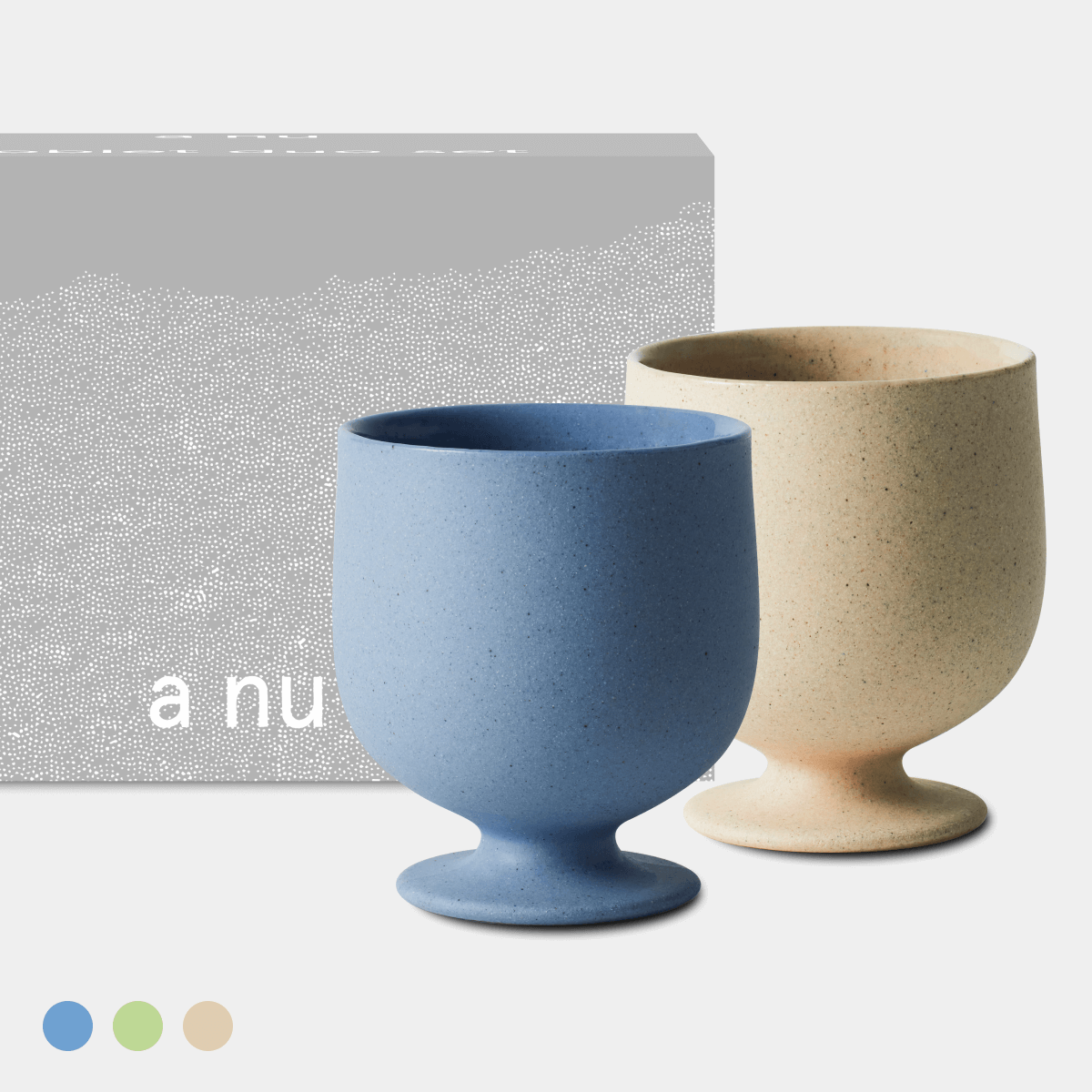 Goblet 250ml Set (Beige and Blue Color)