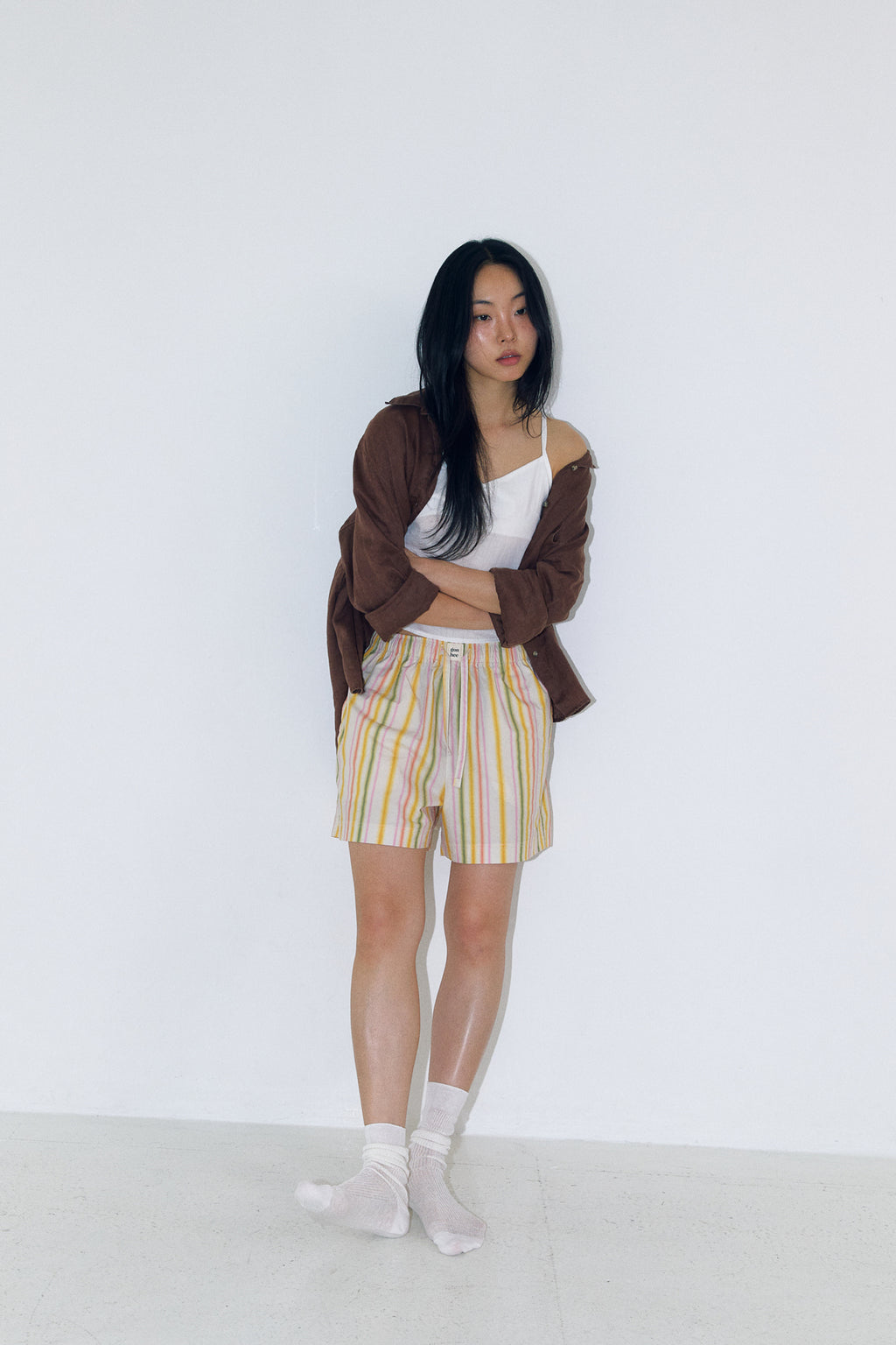 LOOM STRIPE Shorts Woven peach