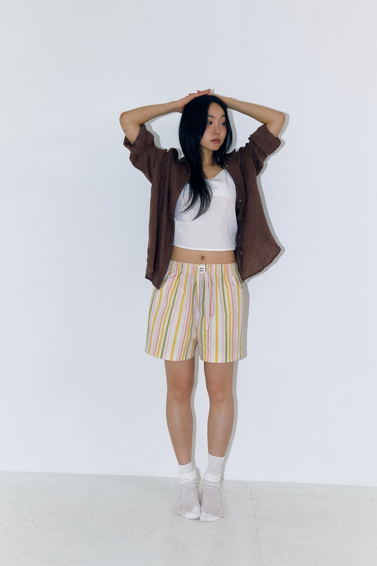 LOOM STRIPE Shorts Woven peach