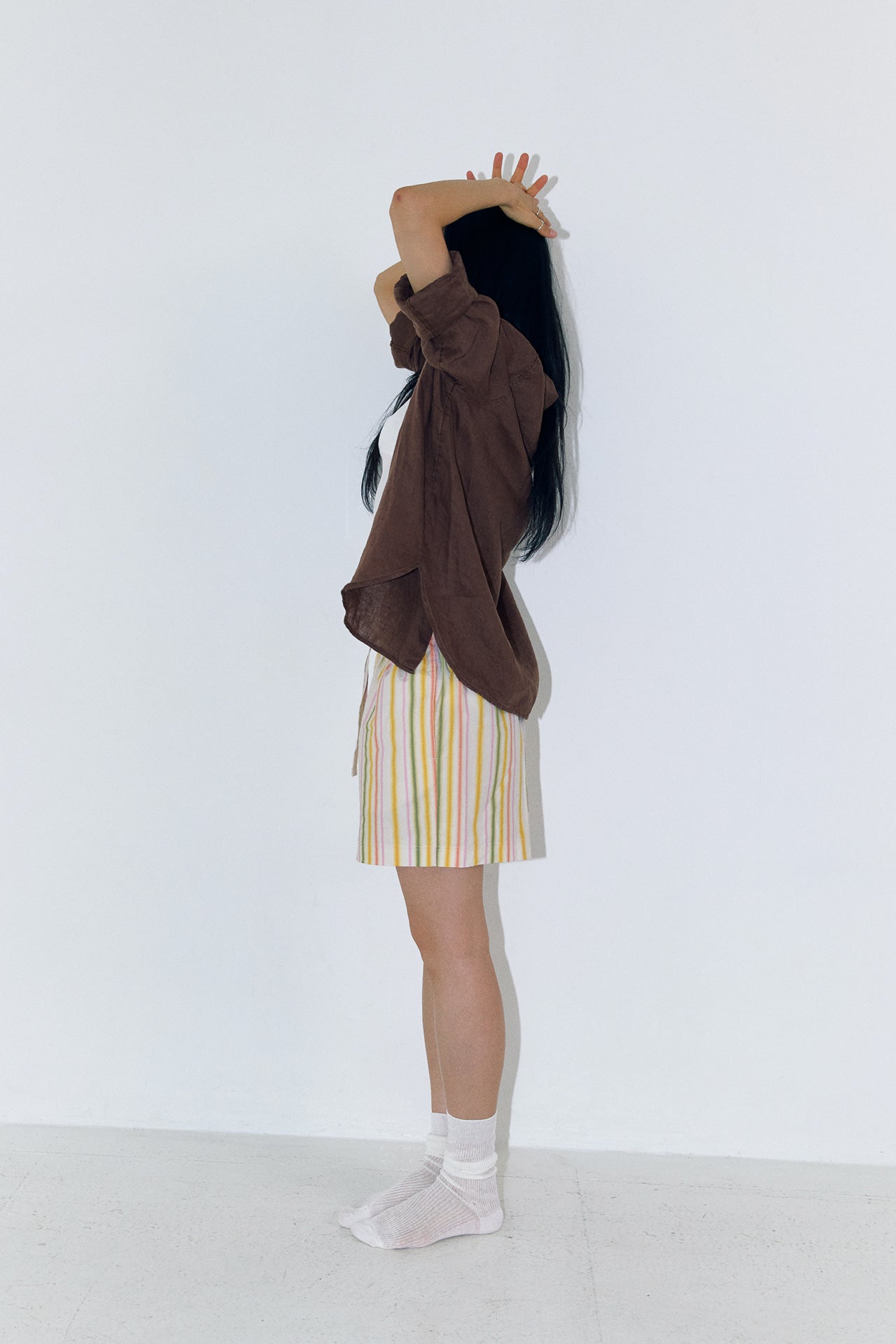 LOOM STRIPE Shorts Woven peach