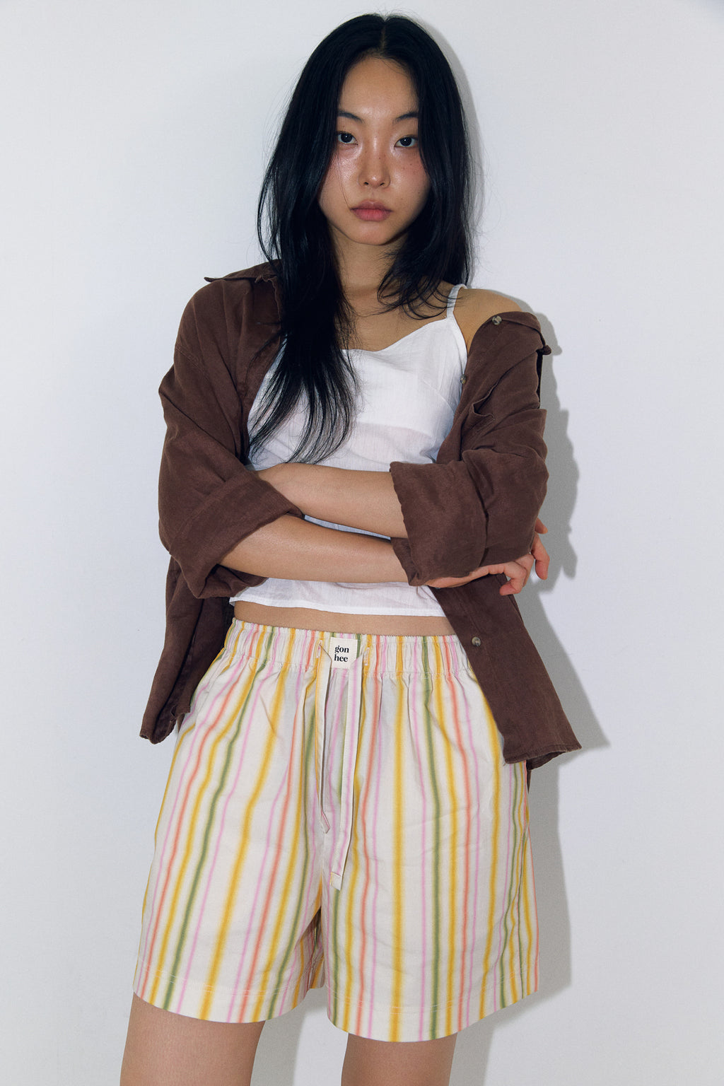 LOOM STRIPE Shorts Woven peach