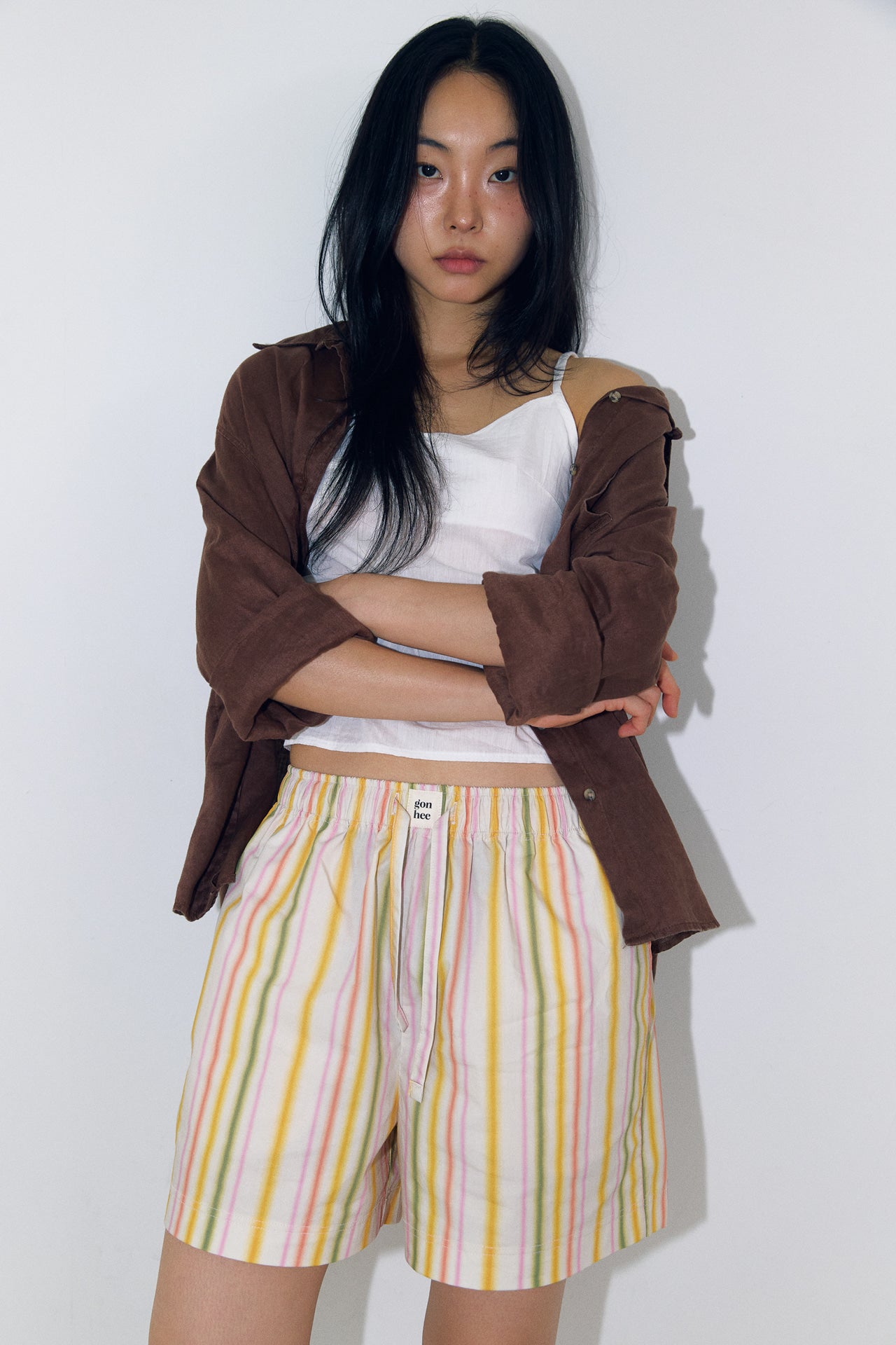 LOOM STRIPE Shorts Woven peach