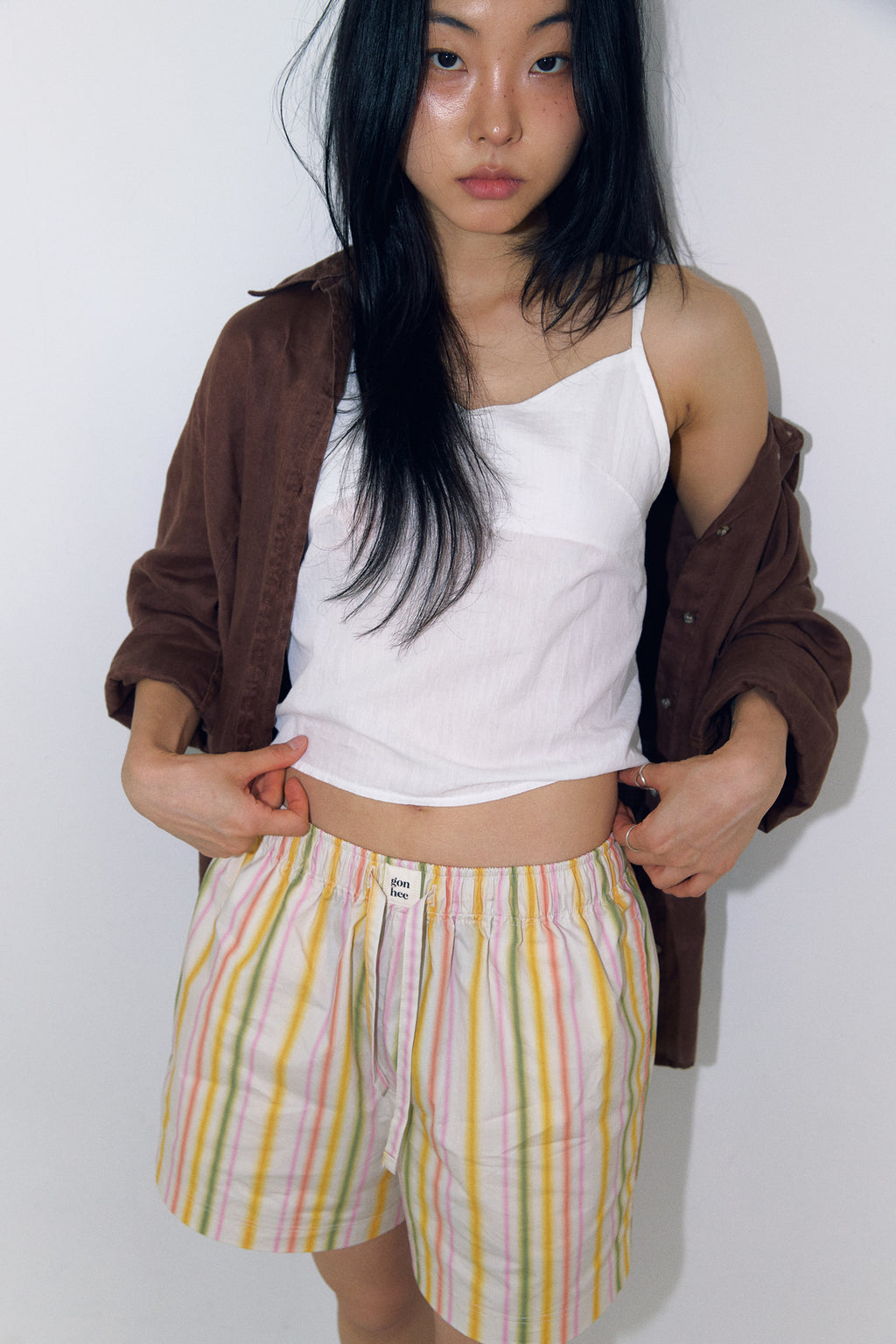 LOOM STRIPE Shorts Woven peach